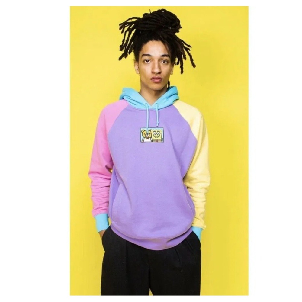 Teddy Fresh X SpongeBob SquarePants Colorblock Hoodie Embroidered Purple Medium
